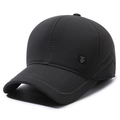 Casquette de baseball d'hiver noire pour homme avec texture rayée et cache-oreilles - Logo M / Gris