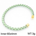 Bracciale intrecciato minimalista verde menta in pelle con punte dorate da 60x4mm - Cordino in Pelle Verde Menta Estremità in Metallo Dorato (KB184169-KLHQ)