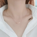 Minimalist necklace in rose gold finish with curved pendant on delicate chain - Rose Gold Minimalist Pendant