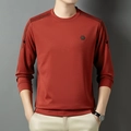 Herren Langarmshirt in Ziegelrot mit Waffelstruktur und Streifen an der Schulter - M / Ziegelrot