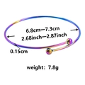 Detailed size specifications for rainbow titanium steel adjustable open cuff bracelet - Colorful