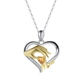 Bohemian heart necklace with yellow gemstone and gold Mom lettering variant - Peridot 14K Gold Plated, Approx. 2.96g
