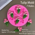 7-cavity pink silicone tulip mold for chocolate fondant and scented candle making - 7-Hole Tulip Mold / Pink