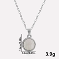 Close-up of stainless steel shell pendant with detailed size and weight measurements - Silver Color White Mother of Pearl Necklace Set (S1994-S-W-N22)
