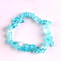 Handmade beaded bracelet crafted with irregular lake blue natural stone chips - Blue Glass
