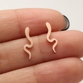 Minimalist rose gold snake studs with sleek curved serpent design for women - 674 Snake / Rose Gold