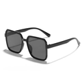 Gafas de sol cuadradas oversize negras clásicas con montura brillante - Montura Negra Lente Gris