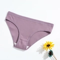 Culotte en coton côtelé violet taille basse pour femme avec entrejambe double couche - Violet
