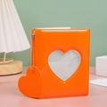 Orange heart cutout photocard binder with silver bead chain and glossy finish - Orange Heart