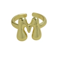 Poliertes 18k vergoldetes Messing-Ring mit molligem Buchstaben-M-Design im Bubble-Stil - Buchstabe M / Gold