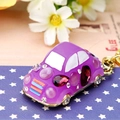 Exquisite purple metal car keychain with colorful rhinestones and decorative beads - Purple Jelly Beetle