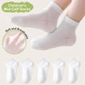 Fünf Paar atmungsaktive weiße Kinder-Wadenstrümpfe aus Mesh in weichem, schlichtem Design - 8 Monate-2 Jahre XS (Fußlänge 9-12cm) / Weiße Macaron Mesh Wadenlange Socken