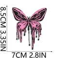 Detail of pink and black fluid butterfly embroidery patch with dimensions 8.5x7cm - No.4 Pink Black Fluid Butterfly