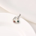 Handmade 18K silver plated heart pendant with mother of pearl and colorful zircon - Style A / White Gold