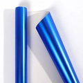 Roll of electro-optic blue metallic brushed wrapping paper with matte finish - Matte Blue