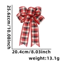 Red and black buffalo plaid Christmas bow decoration with size measurements in inches - Red Striped Bow
