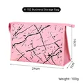 Detail of pink marble PU waterproof cosmetic bag with dimensions 24x16x7cm and 100g weight - X-152 Briefcase Style Storage Pink