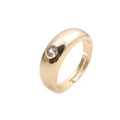 Modischer goldener offener Damenring mit minimalistischer runder Zirkonia-Fassung - Einstellbar Offen / Gold