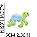 Detailed view of green turtle embroidery patch with precise dimensions 4.2cm x 6cm - Green and Blue Sea Turtle