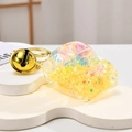 Creative yellow car-shaped liquid glitter keychain with golden bell and ring accessory - Bell Car Style / Yellow