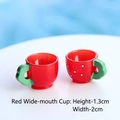 Miniature resin strawberry cup model for dollhouses with dimensions 1.3cm by 2cm - Red Wide-mouth Cup