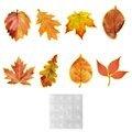 Set of 8 colorful paper autumn maple leaves stickers with adhesive dots for thanksgiving decor - Cards And Glue Dots