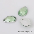 Cristallo acrilico a goccia verde chiaro 8x13mm con base argento da cucire 100pz - 8x13mm Verde Erba 100pz/Confezione