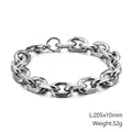 Sleek stainless steel 205mm long O-chain link bracelet with a polished silver finish - Silver 205x10mm (KB126645-Z)