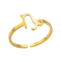 Golden Capricorn zodiac sign open ring in stainless steel with an adjustable band - Capricorn