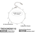 Silbernes Edelstahlarmband mit Zirkon, verstellbarer Kette und Größenangaben - 15.5+5cm / Silber Armband