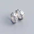 Pendientes de aro S925 de plata con cristaux de circonita redondos y de pera - Plata 925 / Color Plata Platino (Par)