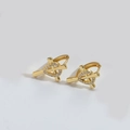 Chic gold earrings with zircon-inlaid cross and heart pattern on white background - Heart and Cross