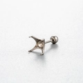 F136 Titanium 4-prong ear stud base with screw ball back for DIY jewelry making - Earring Component (Titanium-Accessory 23) / 7mm Prong Setting (1 Piece) / Silver
