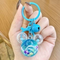 Blue Mickey shaped liquid quicksand keychain with stars and white pearls - Mini Mickey Head Sparkle - Blue