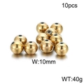 Set of 10 pieces 10mm 18K gold plated stainless steel beads with polished finish - 10mm Gold (KLJ2298-Z)