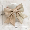 Golden glitter Christmas bow ornament with 17x20cm size markings for tree decoration - 17cm Champagne Bow