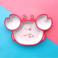 Cute red crab-shaped bamboo fiber divided plate for kids with Lovely Crab design - 051 Crab Plate