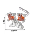 L-shaped silver nose stud with orange and white zircon butterfly stones and size markings - Orange-red Flower
