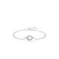 Elegantes S925 Sterlingsilber Armband mit ovalem Mondstein und schimmerndem Heiligenschein - US-Größe 5 / Armband
