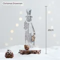 Bonhomme de neige artisanal en bois de 20cm avec motifs de renne et détails de pommes de pin - Bonhomme De Neige De Noël-20cm