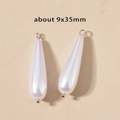 Pair of 9x35mm drop-shaped imitation pearl pendants with silver stainless steel loops - 8# Waterdrop (9x35mm) / Steel