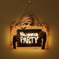 Halloween Party LED hanging door sign with glowing mummy eyes and rustic rope hanger - WSGP-03B Mummy Letters (Halloween Party)