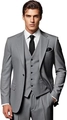 Macro view of grey three-piece suit texture including vest and blazer for men - 2XS / Gray