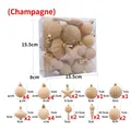 Set di 24 palline di Natale color champagne con decorazioni floccate e ciondoli - Set da 24 / Champagne