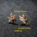 Rose gold stainless steel origami crane stud earrings with size and weight dimensions - Origami Crane Shape (091 Rose Gold)