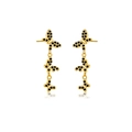 Orecchini pendenti a farfalla dorati con cristalli di zircone nero per le donne - Argento 925 / Oro 18K-Zircone Nero