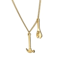Collar dorado con colgantes de herramientas miniatura de martillo y llave inglesa - Combo de Martillo y Llave (KN226464-Z) / Dorado