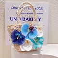 Borsa in paglia bohémien con orchidee 3D e dettagli in perle per vacanze al mare - Borsa con Fiori Blu