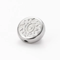 Silver stainless steel spacer bead with embossed eye and star motif for DIY jewelry - 1# Sun Eye / Steel