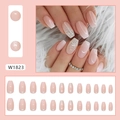 Sweet gradient glitter coffin press-on nails in nude pink with silver sparkles, 24pcs set - Nude Pink Gradient Glitter Style (W1823) With Glue